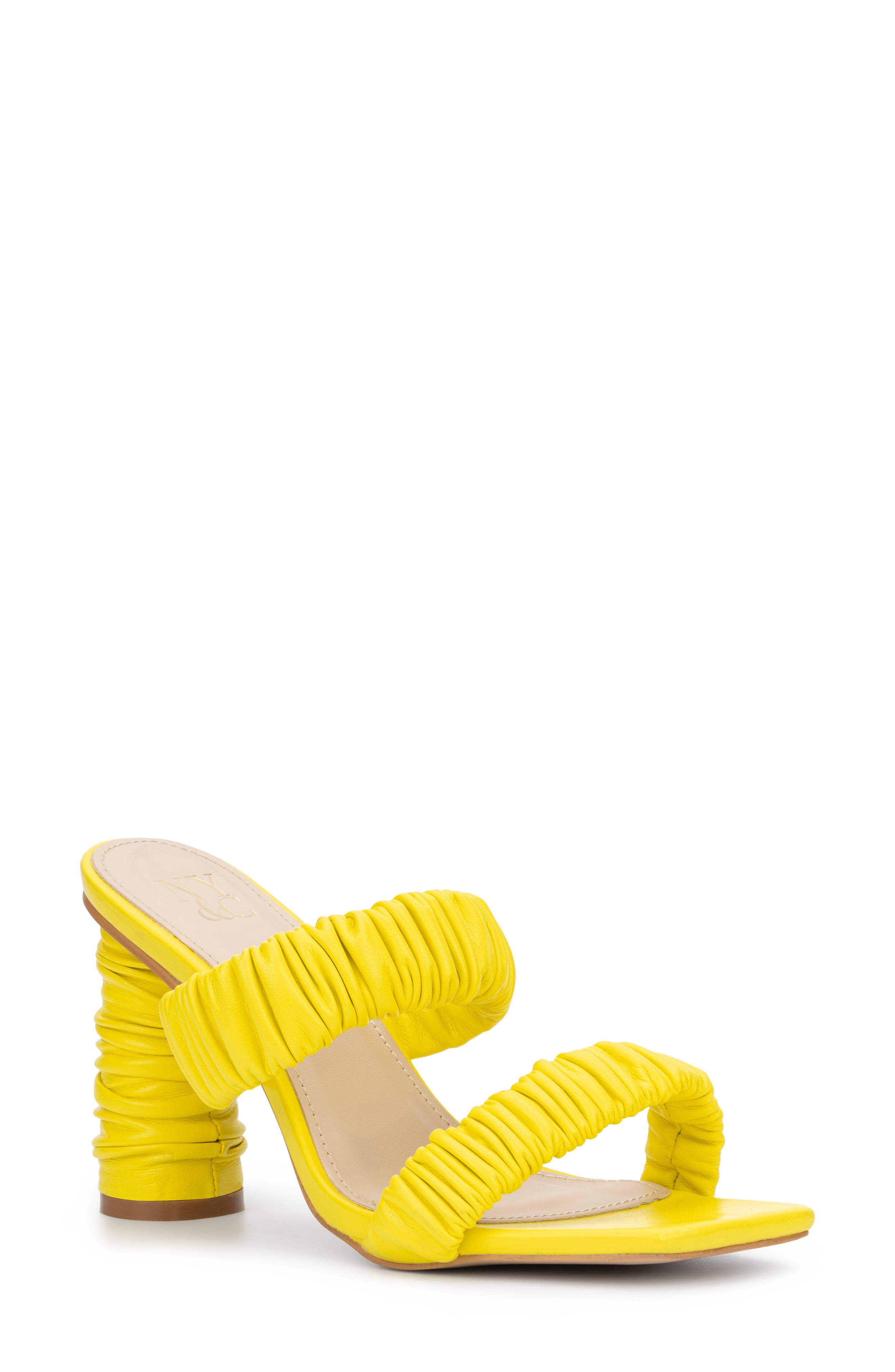 Faina Ruched Strap Sandal, Main, color, YELLOW