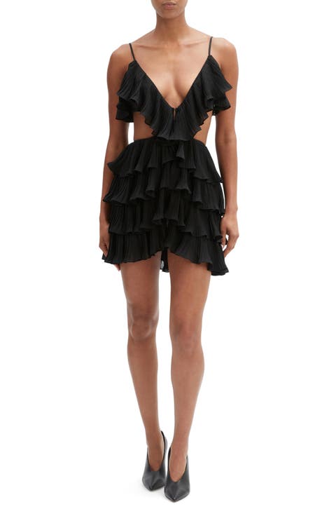 Ilara Ruffle Pleated Cutout Minidress