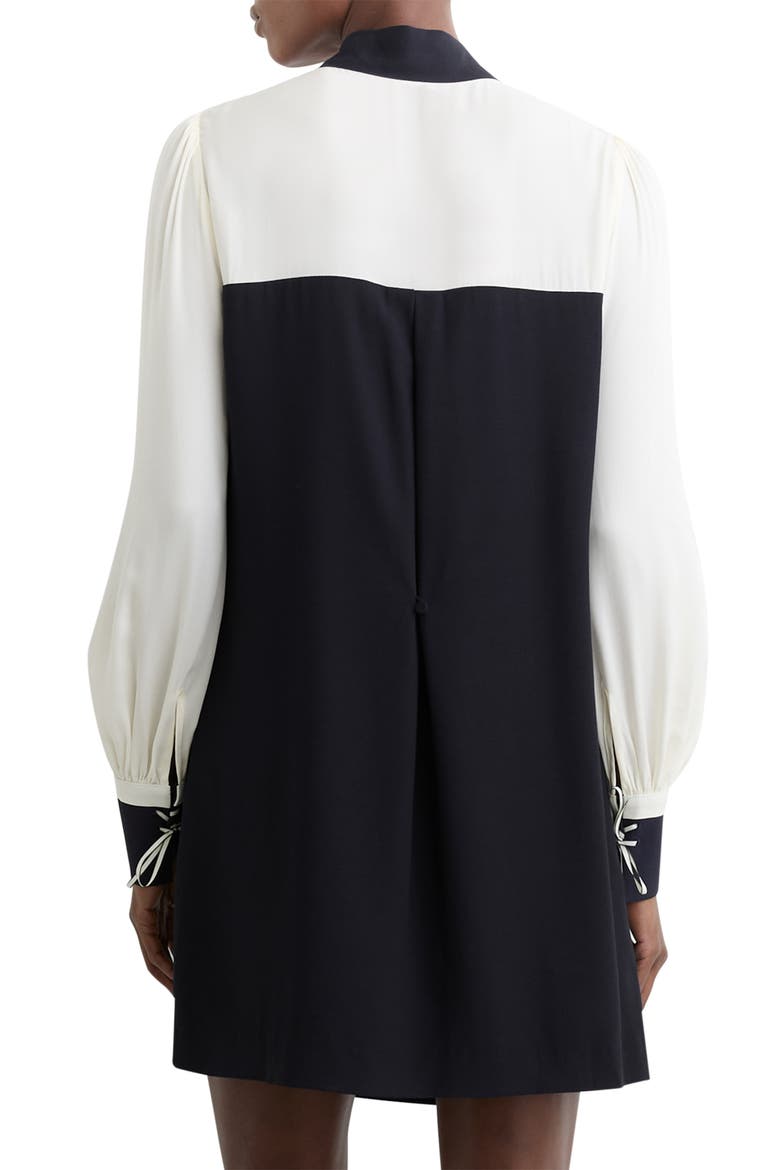 Cam Tie-Neck Shift Dress, Alternate, color, NAVY/ IVORY