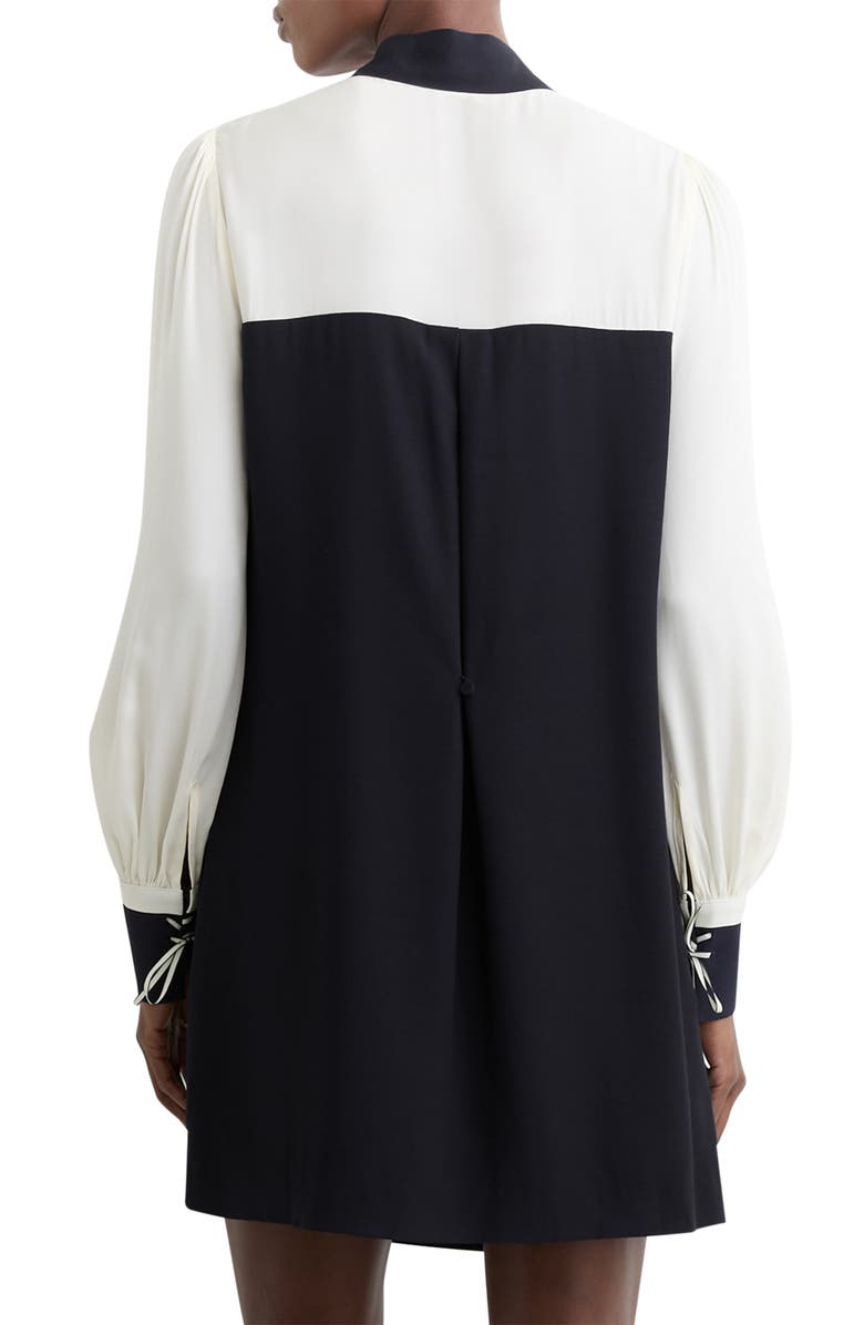 Reiss Cam Tie-Neck Shift Dress, Alternate, color, Navy/ Ivory