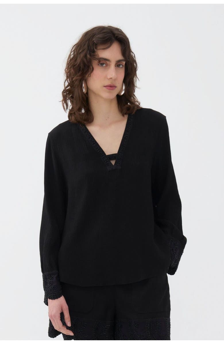 Nocturne Stone Embroidered Blouse, Main, color, 