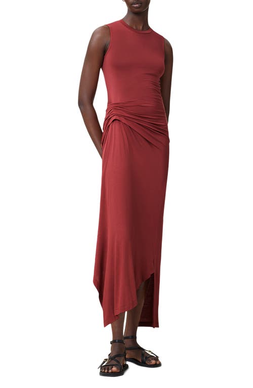 Allsaints Womens Burnt Brick Re Rivi Draped Jersey Midi Dress In Brown