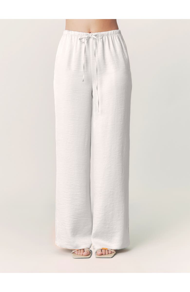 Six Stories Cleo Tie Waist Satin Pants, Main, color, Oyster
