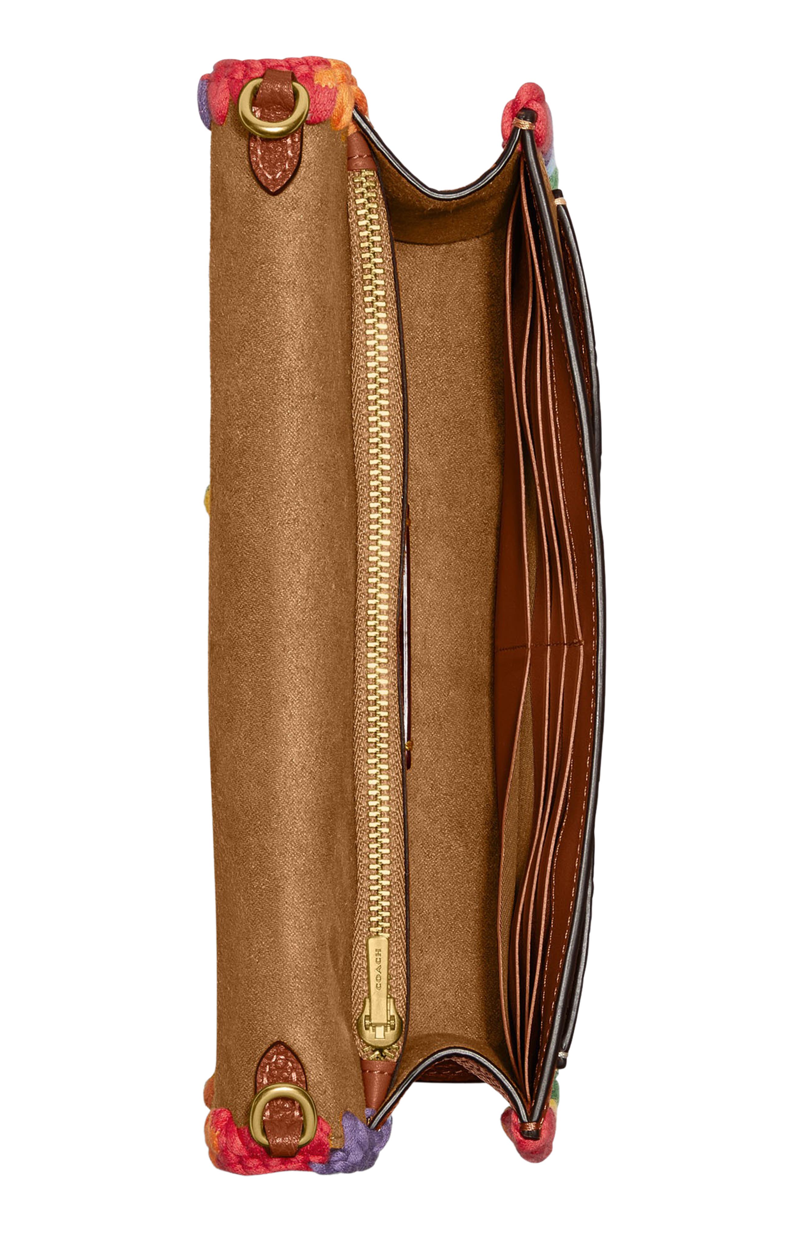 COACH Pride Embroidered Trim Tabby Leather Clutch, Alternate, color, 