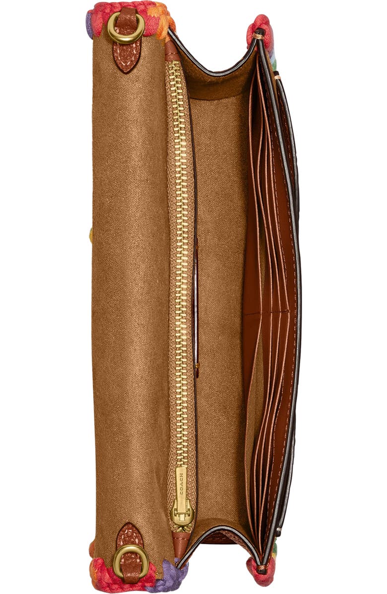 COACH Pride Embroidered Trim Tabby Leather Clutch, Alternate, color,