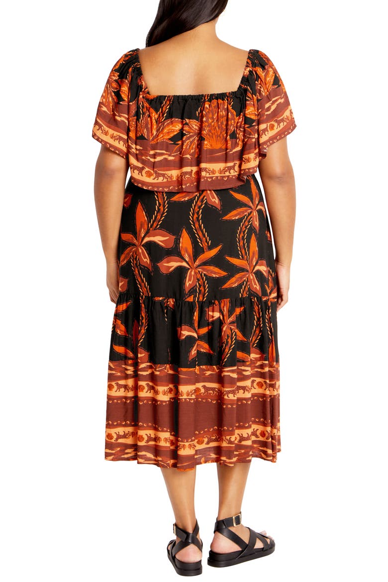 Talia Tie Belt Midi Dress, Alternate, color, BLK TAHITIAN BRD