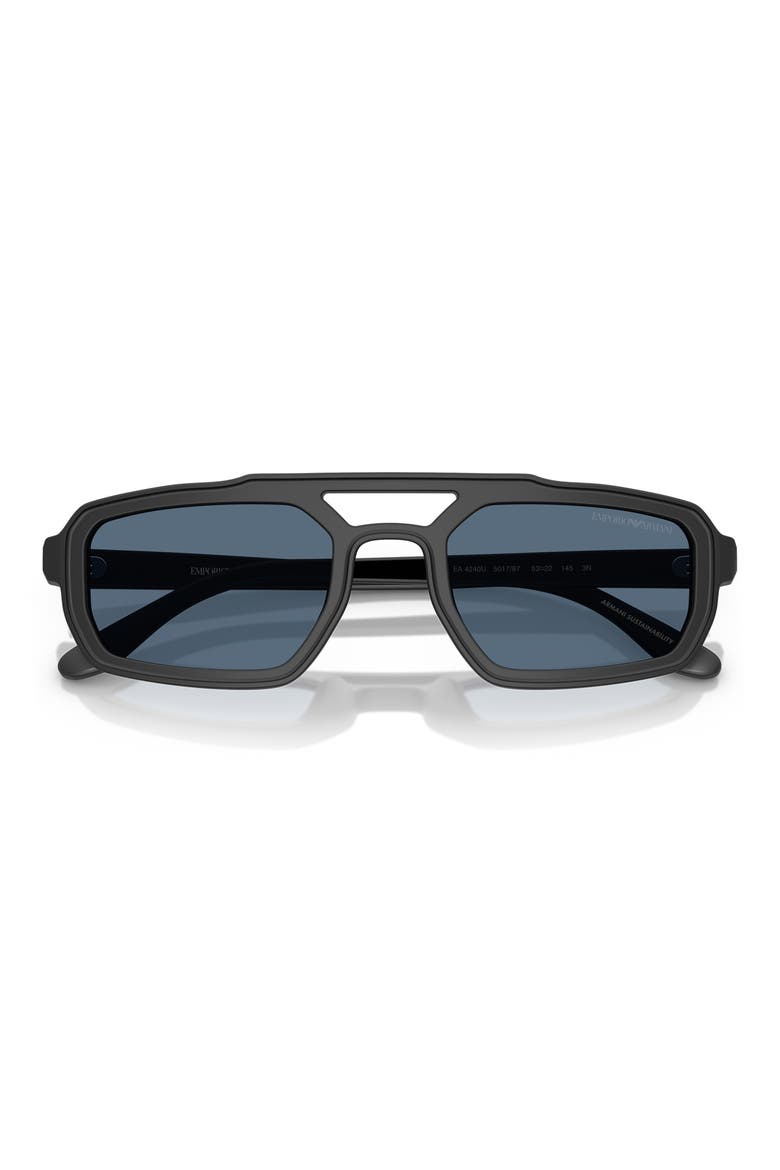 53mm Irregular Sunglasses, Alternate, color, MATTE BLACK / DARK BLUE
