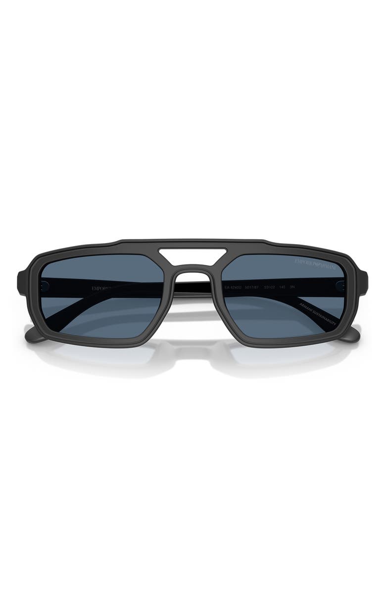 Emporio Armani 53mm Irregular Sunglasses, Alternate, color, Matte Black / Dark Blue