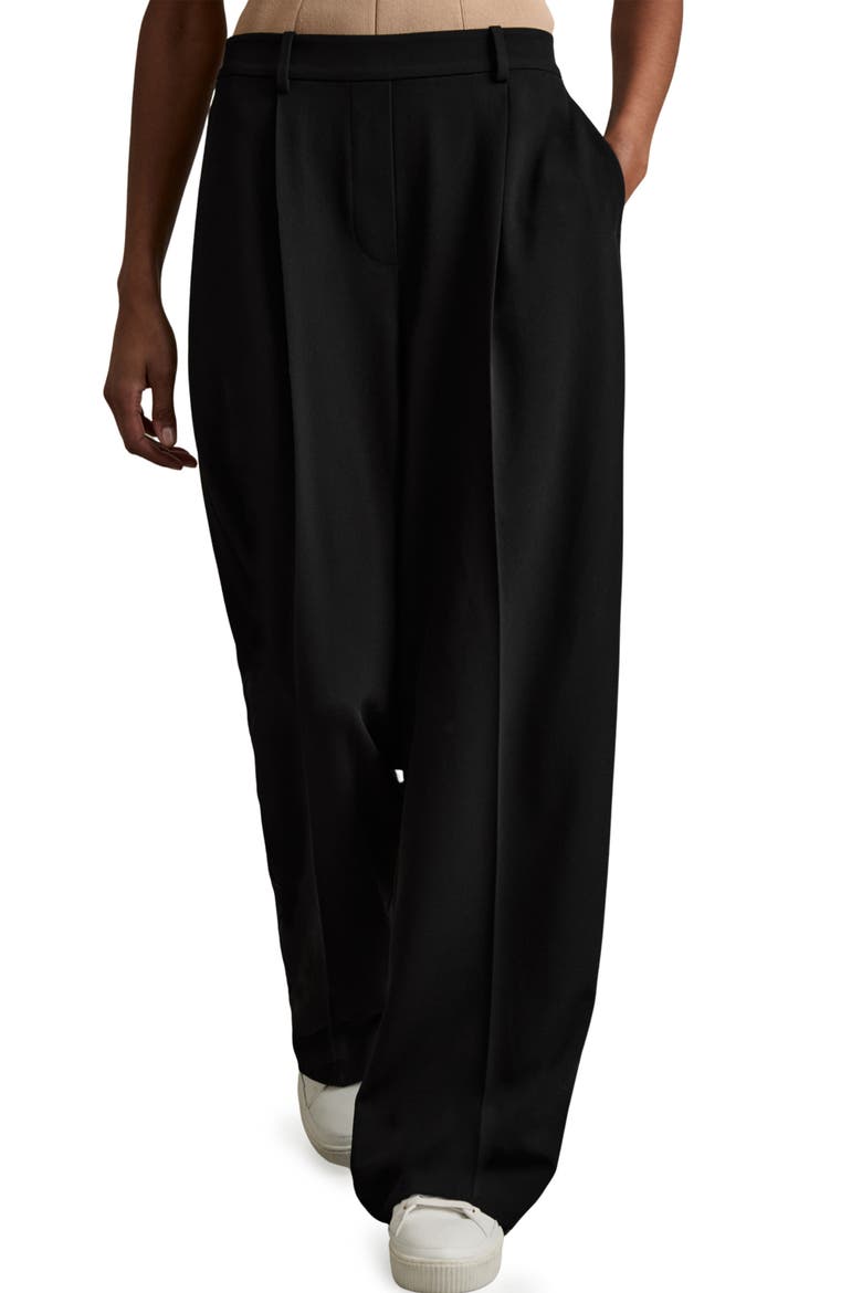 Eden Pleated Wide Leg Pants, Main, color, BLACK