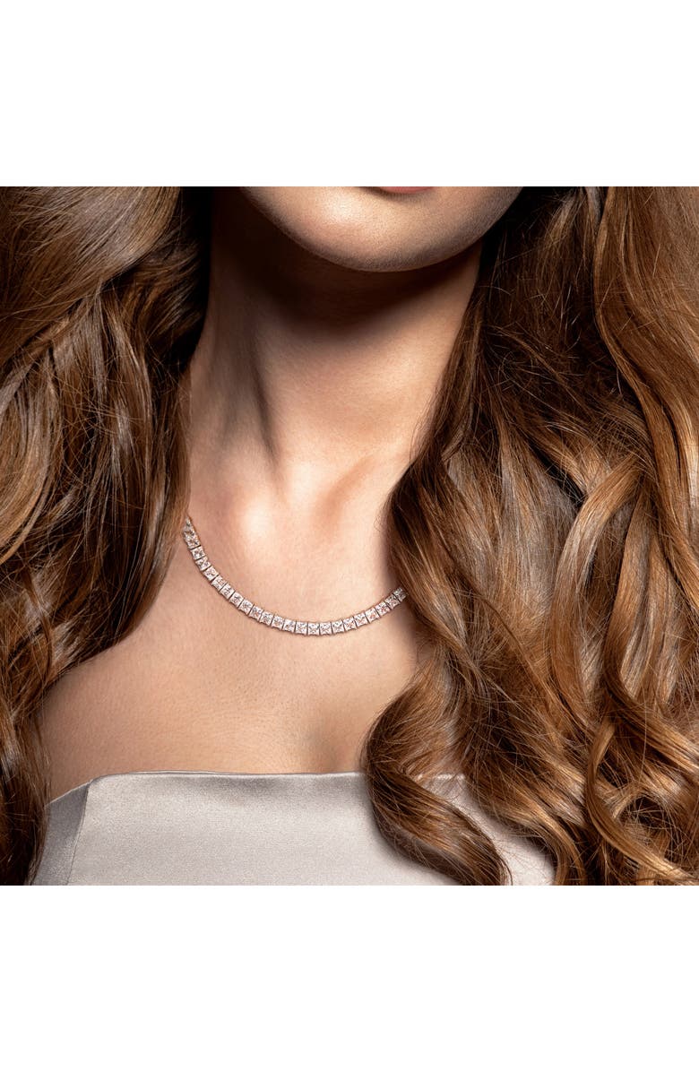 DELMAR Men's Sterling Silver Lab Created Sapphire Necklace, Alternate, color, White