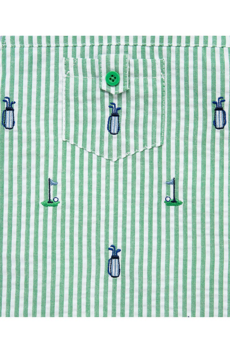 Little Me Golf Embroidered Cotton Romper & Hat Set, Alternate, color, 