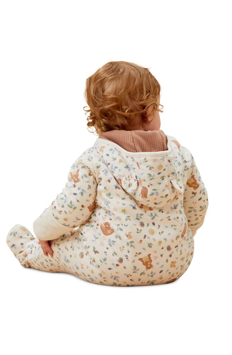 MORI Bear Print Hooded Jumpsuit, Alternate, color, Honey Bear Print