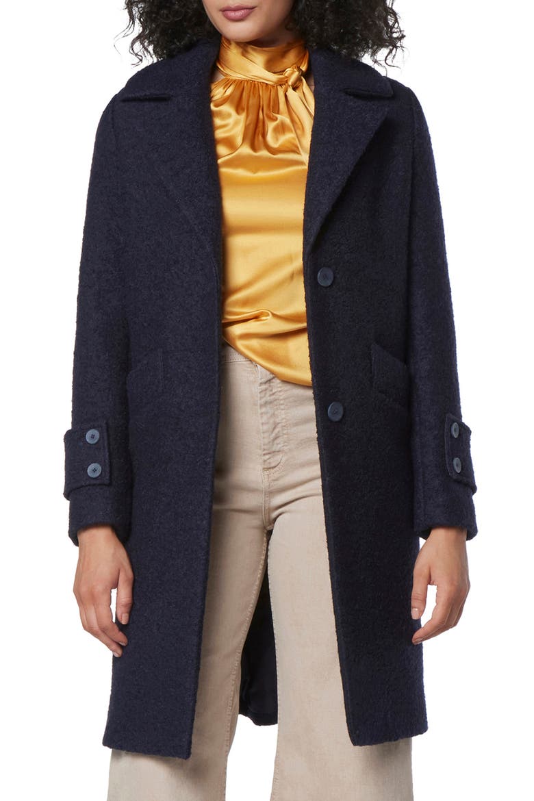 Regine Pressed Bouclé Wool Blend Coat, Main, color, INK