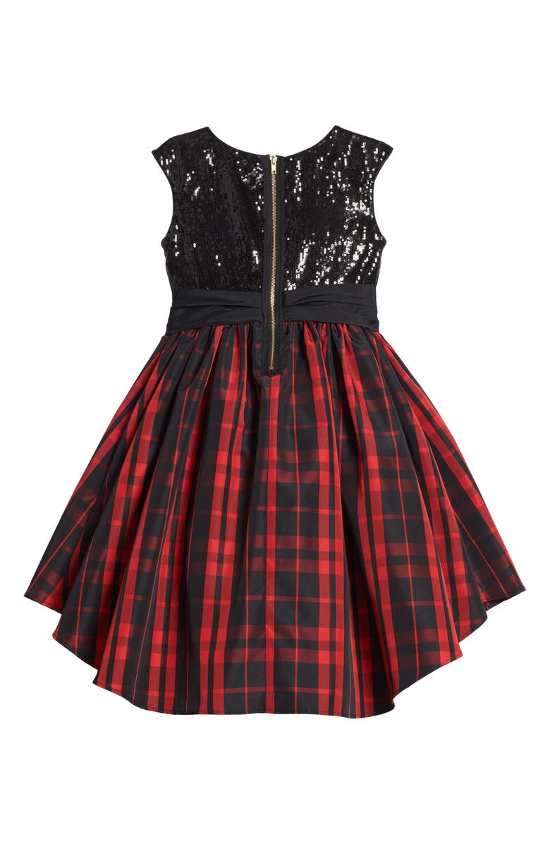 Pippa & Julie Sequin & Plaid Taffeta Dress, Alternate, color, 
