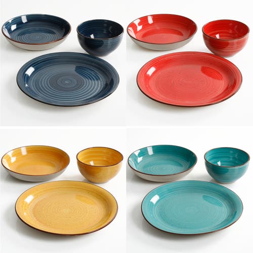 Gibson Home Color Speckle 12 Piece Mix And Match Double Bowl Dinnerware Set In Multi