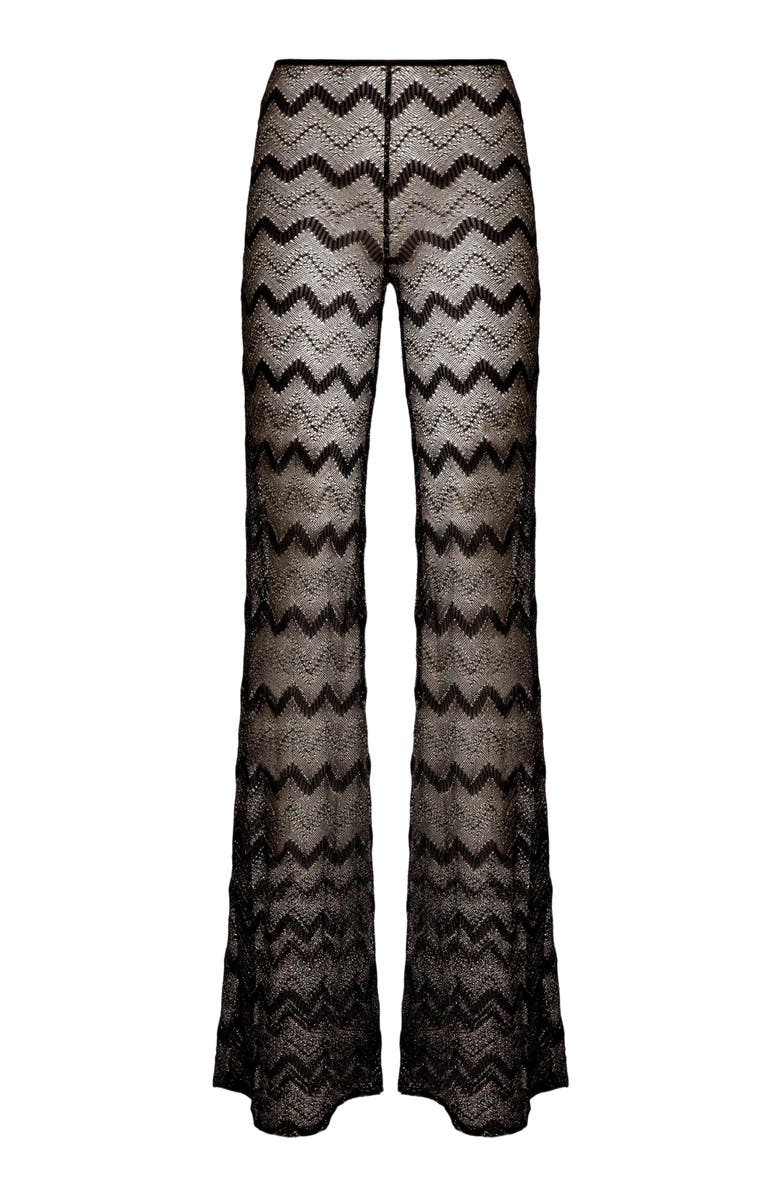 Missoni Flare Cover-up Trousers In Zig Zag Lamé Viscose, Alternate, color, Black 
Lamé