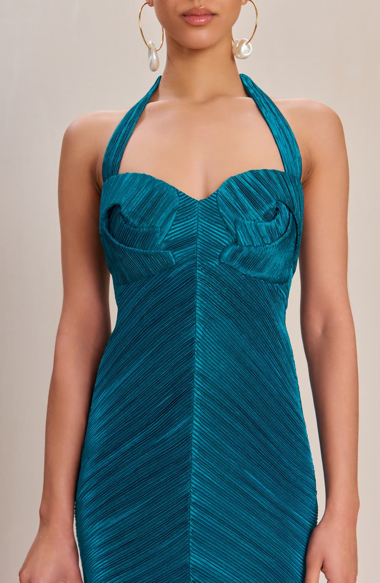 Cult Gaia Milo Plissé Halter Midi Dress, Alternate, color, Sea Moss