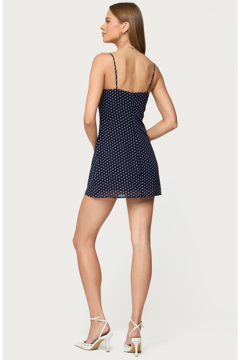 Polka Dot Chiffon Minidress, Alternate, color, NAVY