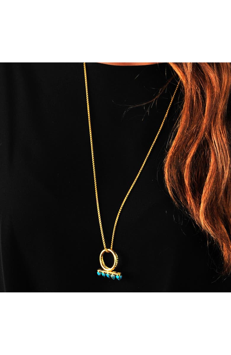 LuvMyJewelry Sun 14K Gold Vermeil Turquoise Ring Pendant Necklace, Alternate, color, 14Kt Gold Vermeil On Sterling