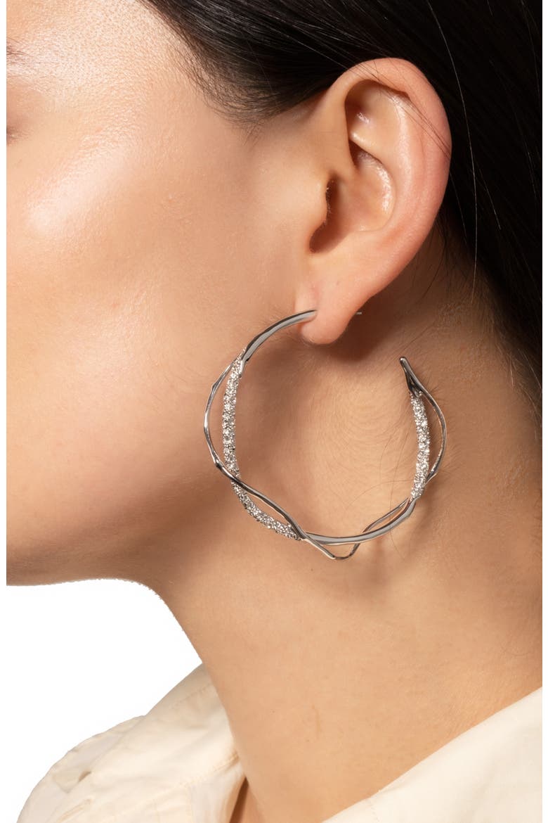 Intertwined Pavé Hoop Earrings, Alternate, color, CHAMPAGNE