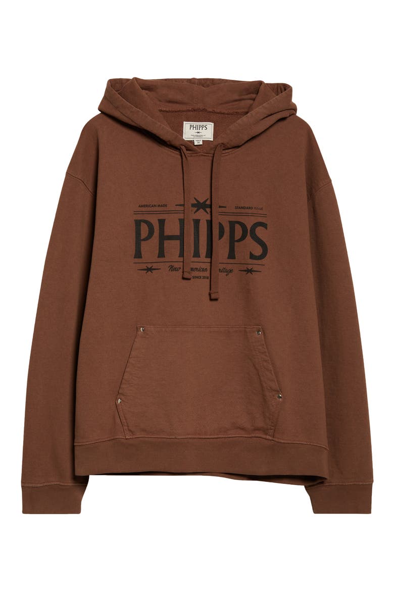 Studded Logo Graphic Hoodie, Alternate, color, BROWN