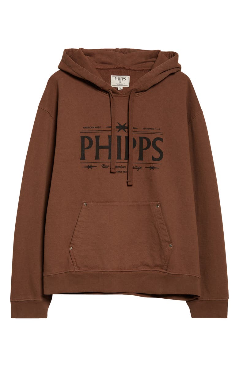 PHIPPS Studded Logo Graphic Hoodie, Main, color, Brown