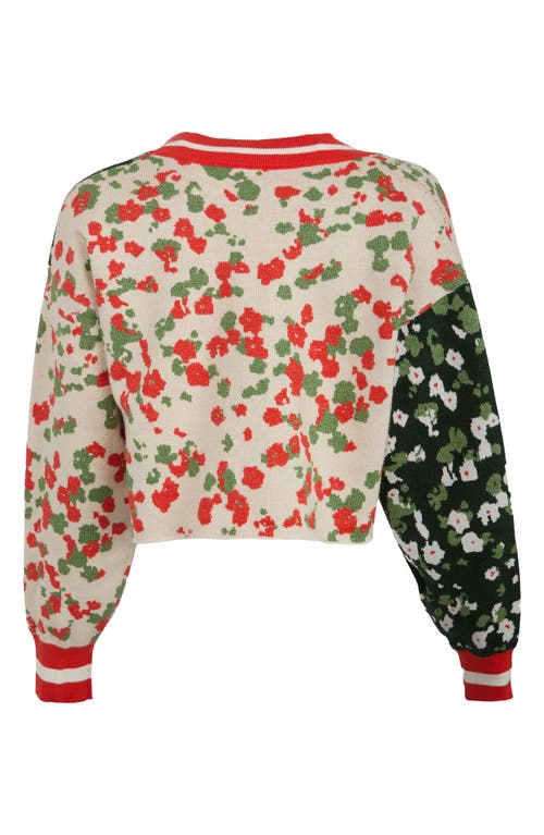 Saachi Two-tone Floral Cardigan In Multi