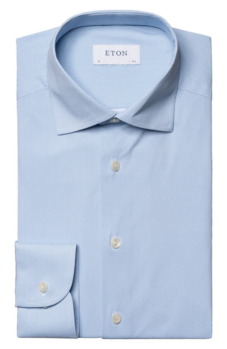 Eton Contemporary Fit Herringbone Stretch Dress Shirt, Alternate, color, 