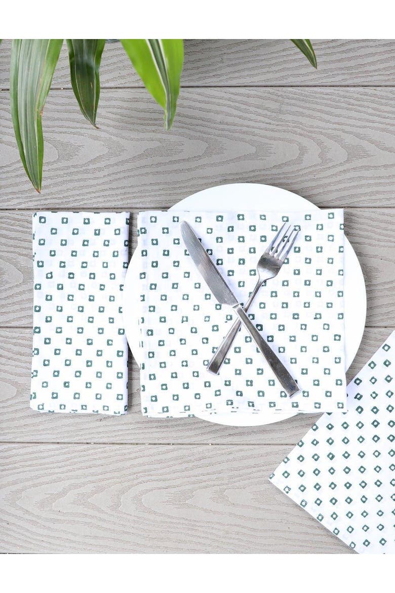 Squares Cloth Napkins - Set of 4, Alternate, color, Green Squares