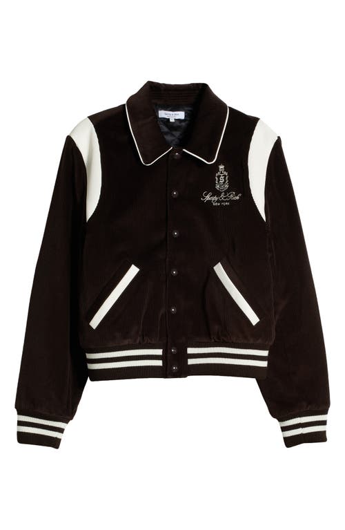 Sporty And Rich Vendome Cotton Corduroy Varsity Jacket In Chocolate
