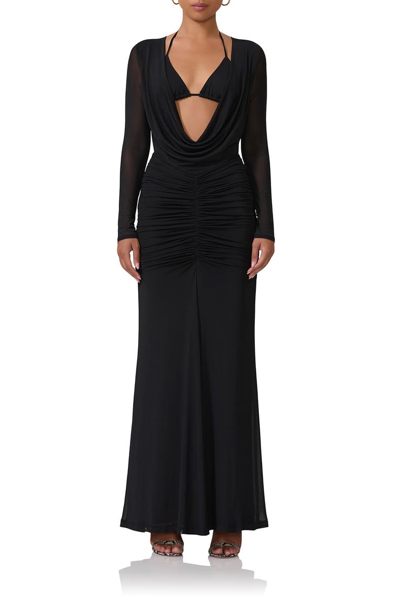 knee length dresses for ladies WOMEN'S BRALETTE & LONG SLEEVE V-NECK BODYCON MAXI DRESS 2PC. SET –  Wholesalefashiontrends.com