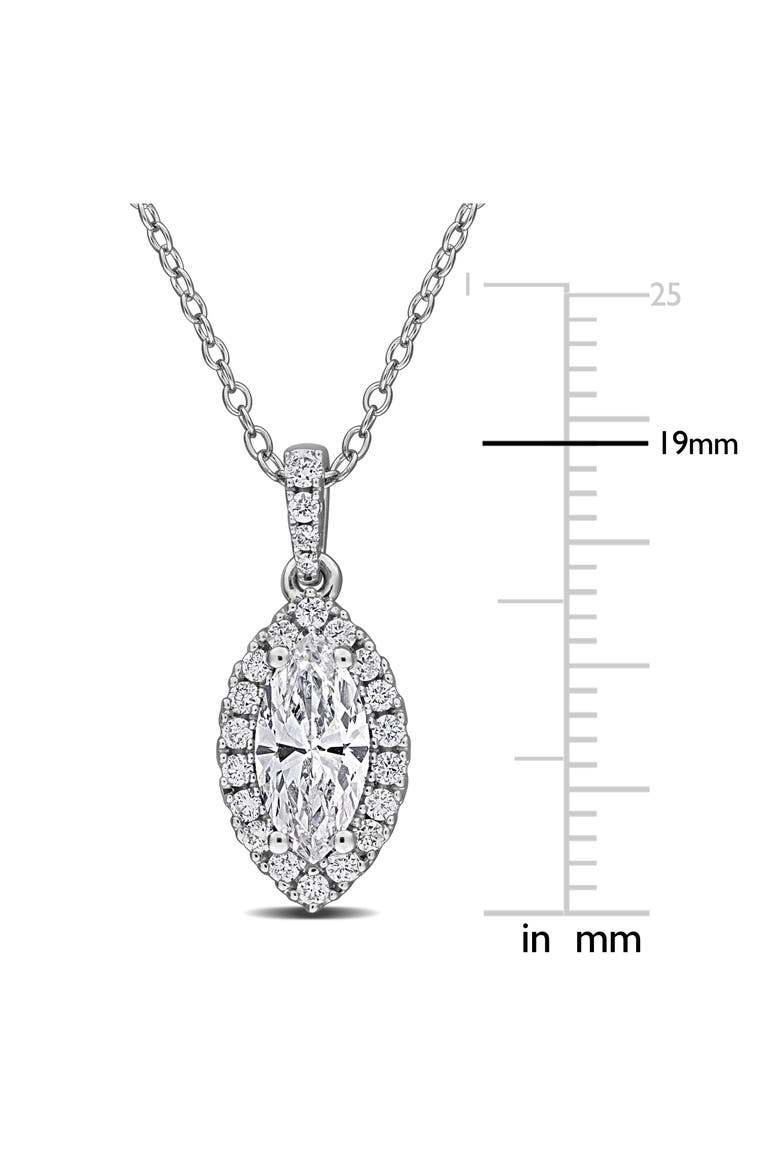 Sterling Silver Marquise Lab Grown Diamond Halo Pendant Necklace, Alternate, color, WHITE
