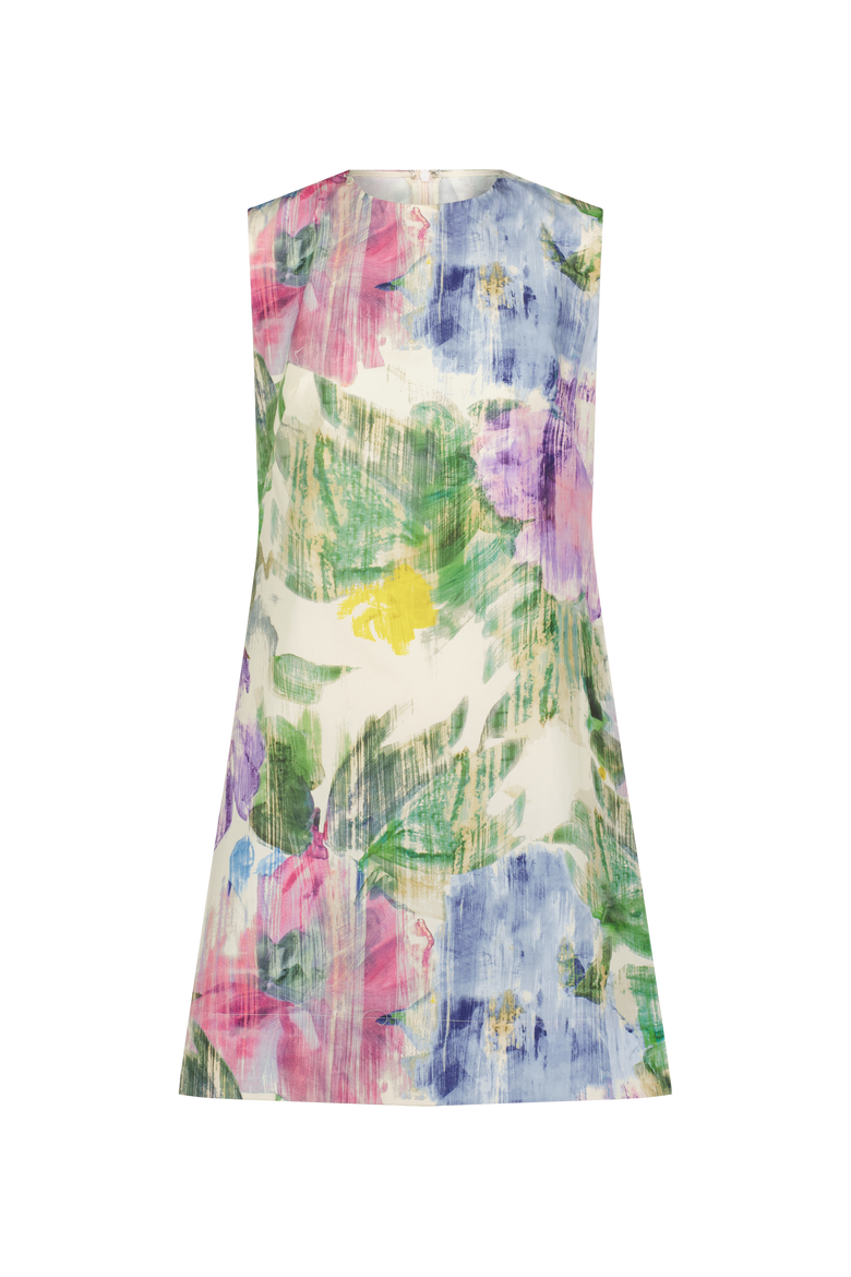 Ikat Floral Cotton Kelly Dress, Main, color, Peony Multi