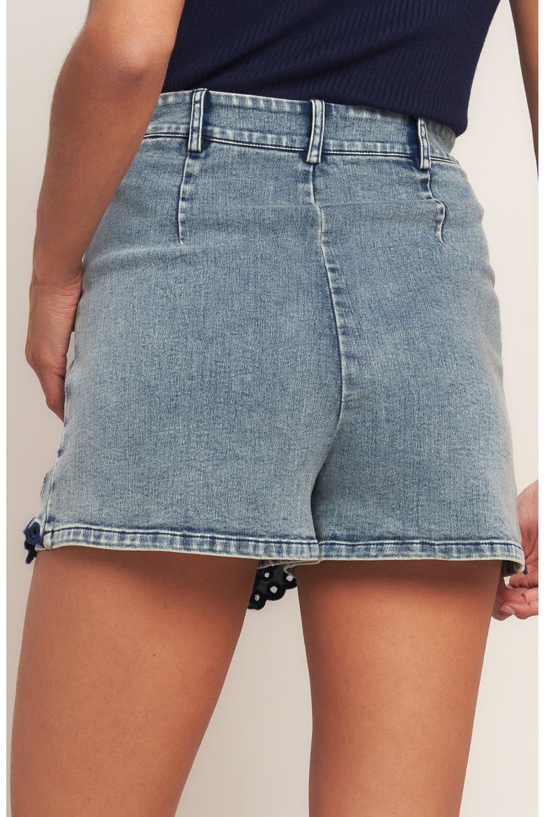 Embroidered Denim Miniskort, Alternate, color, ACID BLUE