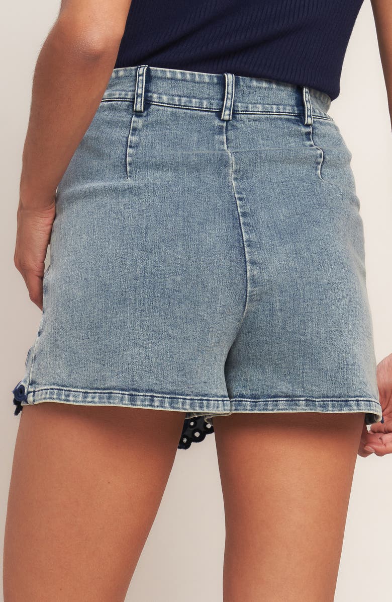 FLYING TOMATO Embroidered Denim Miniskort, Alternate, color, 
