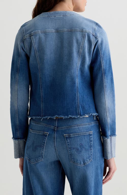 Ag Robyn Raw Hem Fitted Denim Jacket In Blue