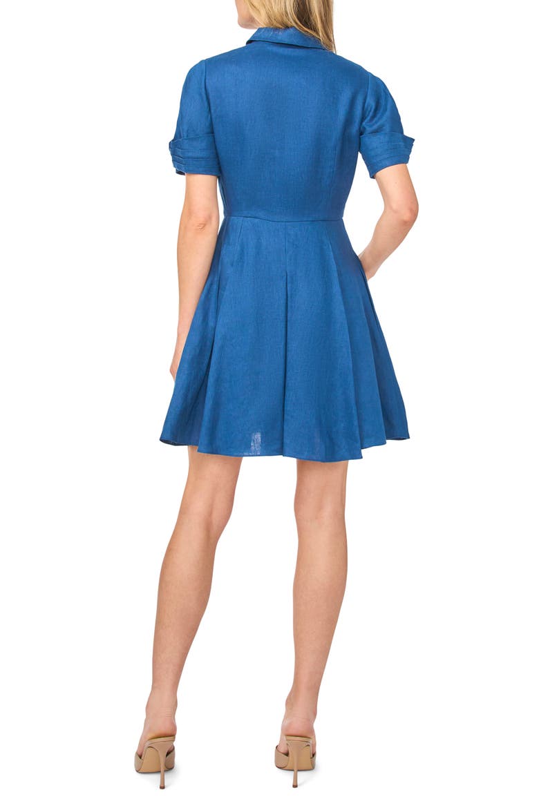 Stina Twisted Short Sleeve Linen Shirtdress, Alternate, color, ESTATE BLUE