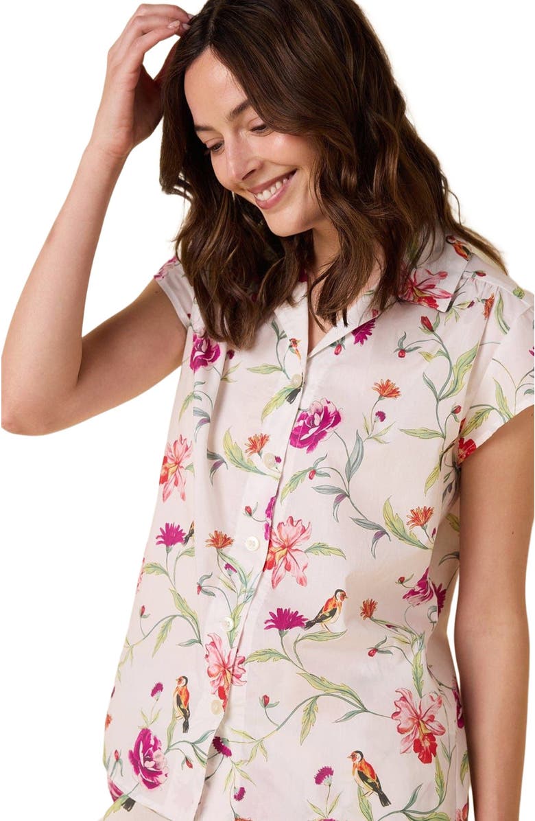 The Cat's Pajamas Luxe Pima Capri Print Set, Alternate, color, Rosa & Bird