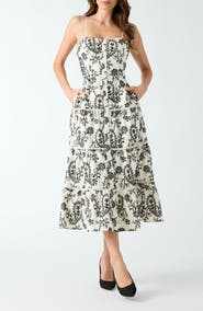 GUESS Evelyn Eyelet Embroidery Midi Dress