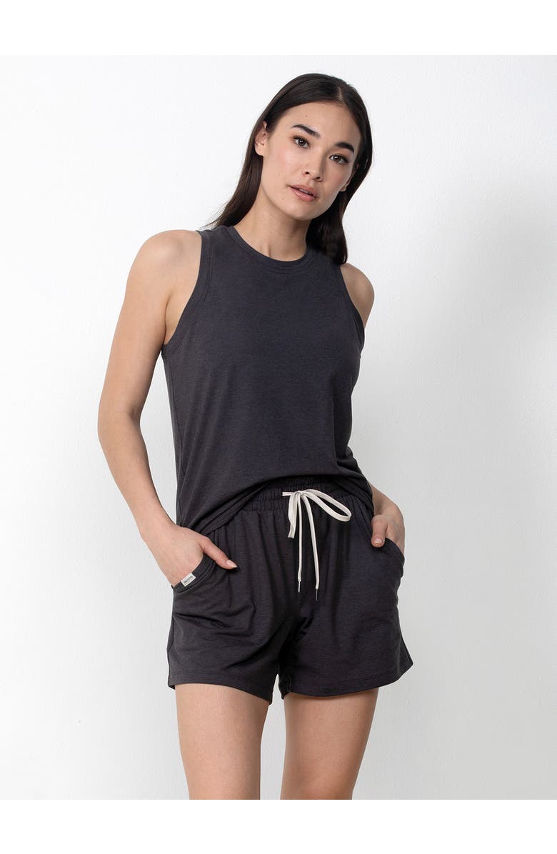 Single Stitch Lightweight Tank and Short Set, Main, color, Heather Black