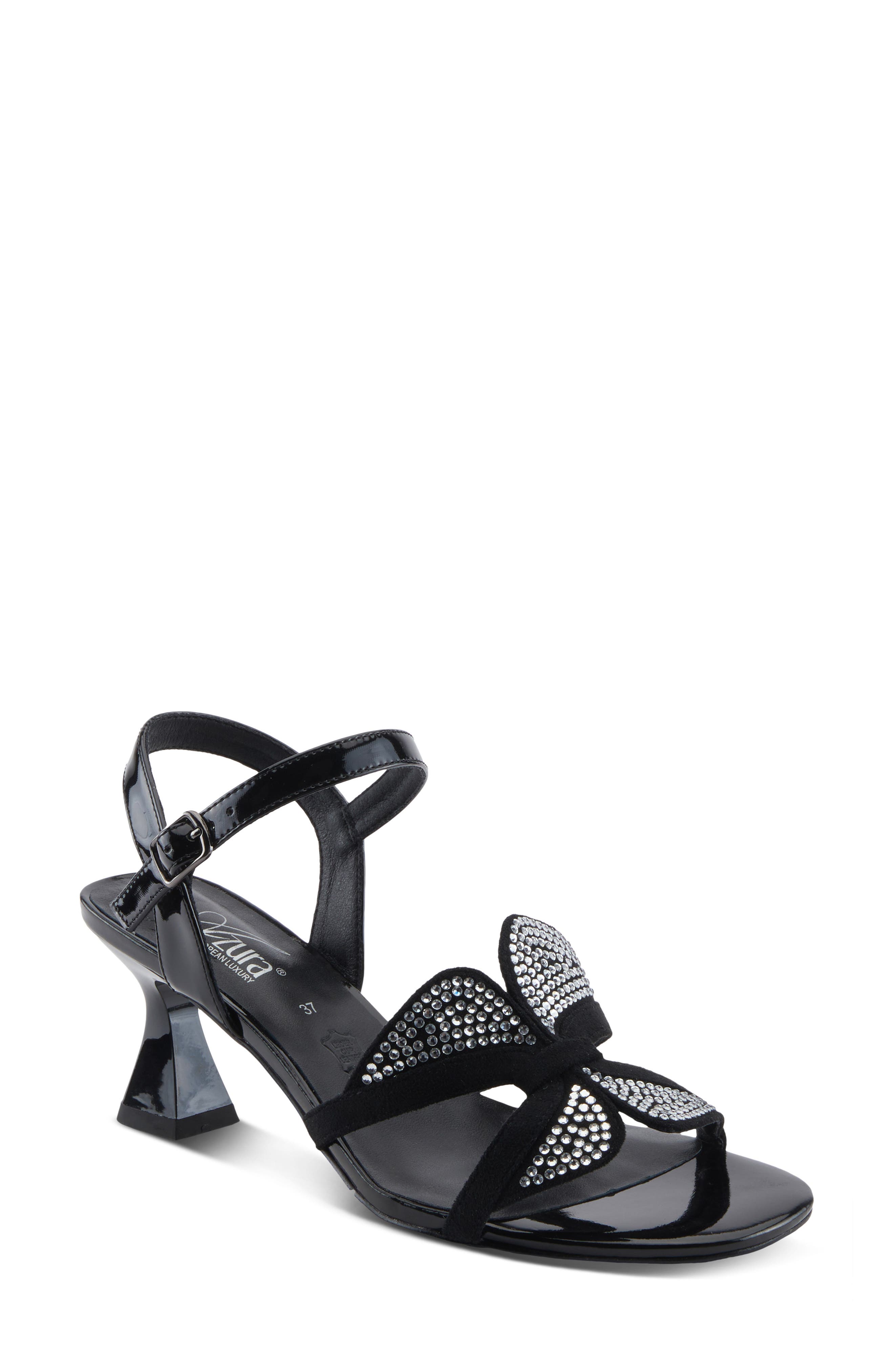 AZURA BY SPRING STEP Decorous Crystal Embellised Sandal in Black 