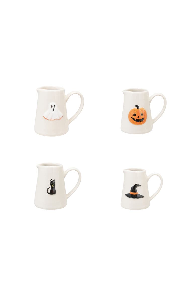 Embossed Stoneware Halloween Creamer, Multicolor,  Set of 4, Main, color, Multicolor
