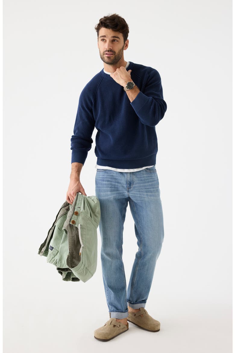 Waffle Knit Cotton Crewneck Sweater, Alternate, color, NAUTICAL NAVY