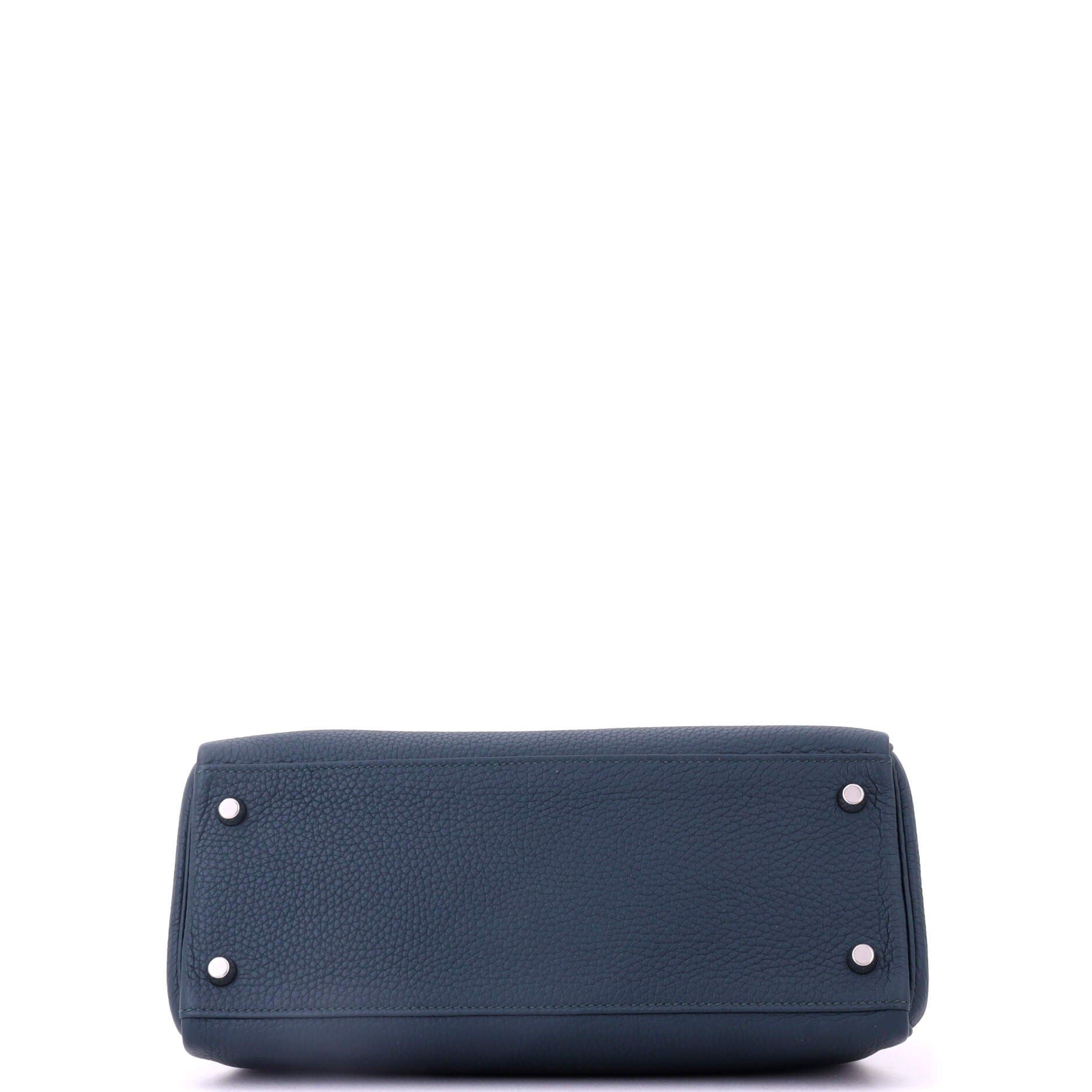 Pre-Owned Hermes Kelly Handbag Green Clemence with Palladium Hardware 28, Alternate, color, Vert Cypress