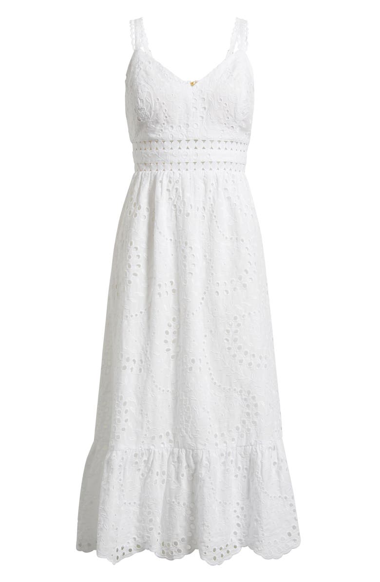 Lilly Pulitzer<sup>®</sup> Tiah Eyelet Midi Dress, Main, color, Resort White