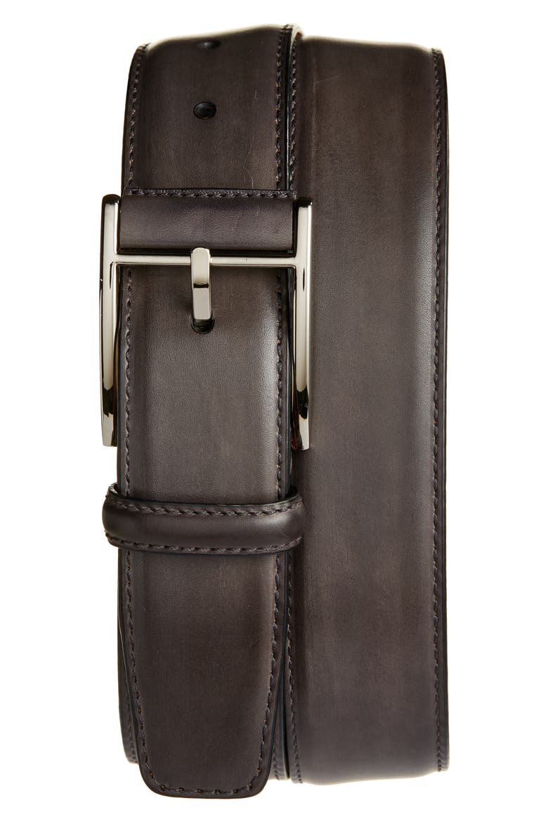Velaz Leather Belt, Main, color, GREY