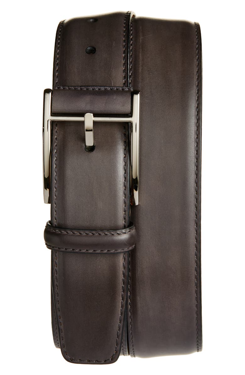 Magnanni Velaz Leather Belt, Main, color, Grafito