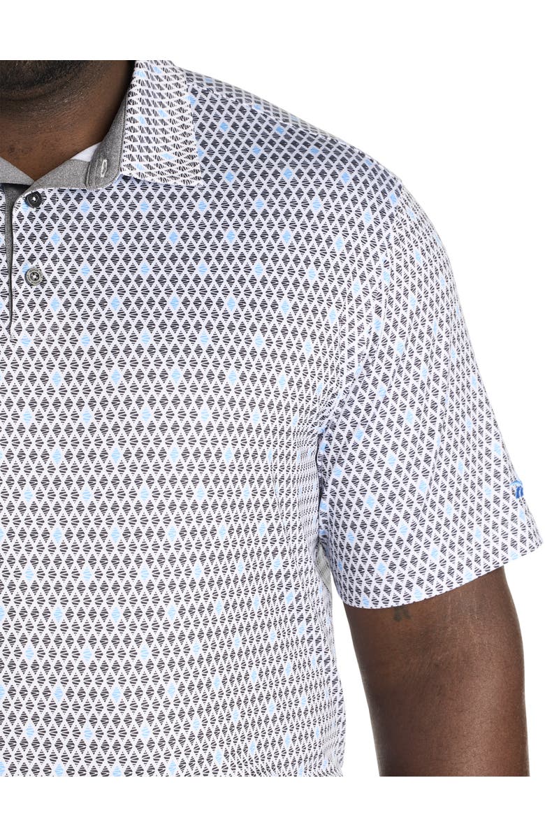 Reebok Big & Tall Contrast Diamond Print Polo Shirt, Alternate, color, Recovery Blue