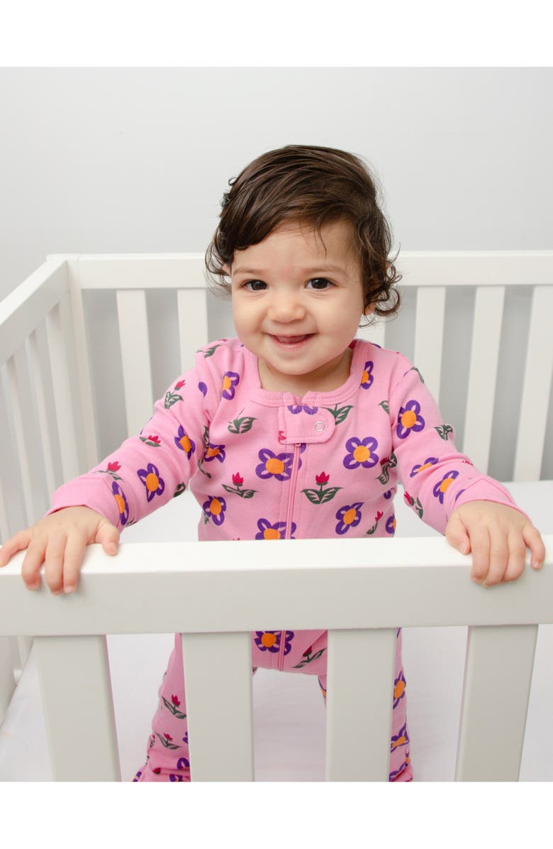 Leveret Footed Cotton Matching Family Pajamas, Nature & Water Prints, Alternate, color, Flower Pot