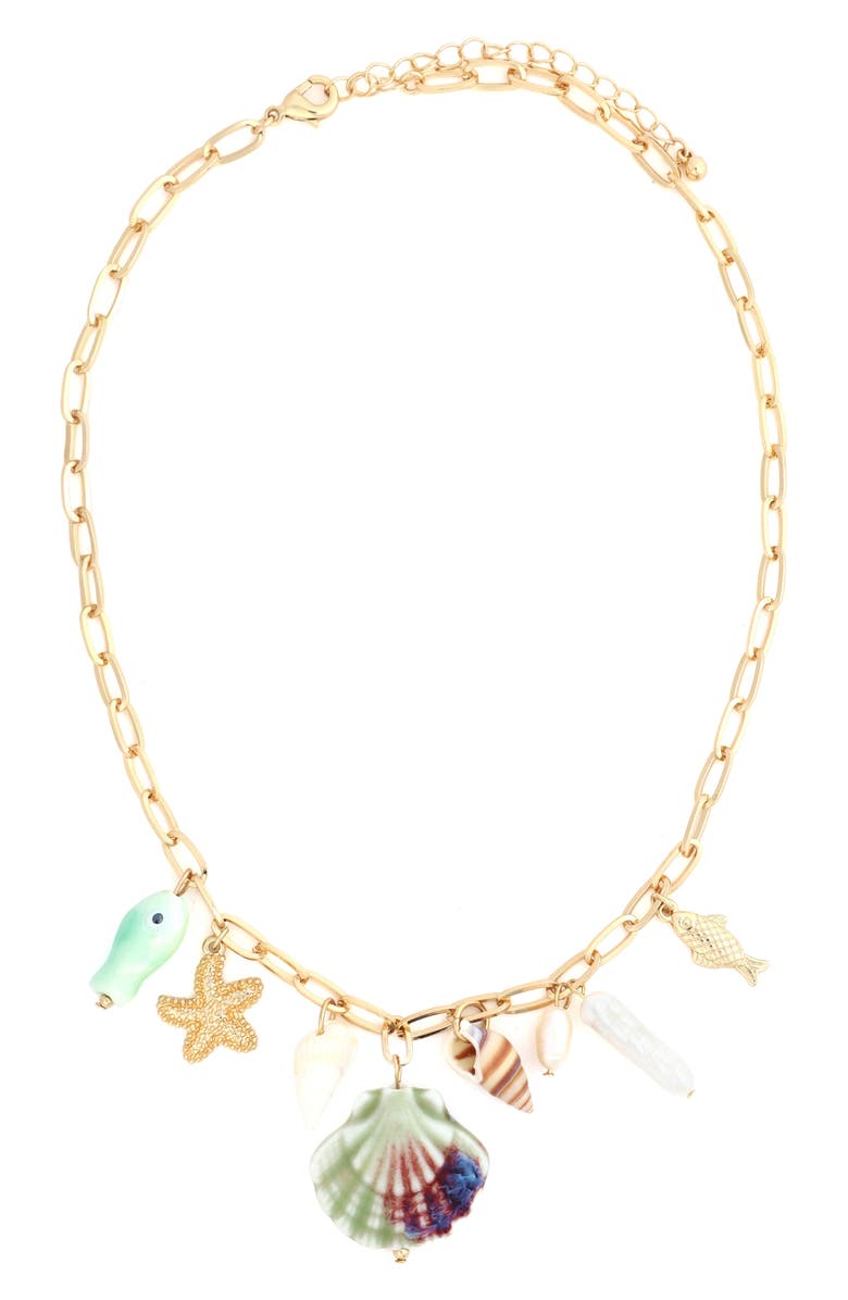Panacea Assorted Charms Necklace, Main, color, Green Multi
